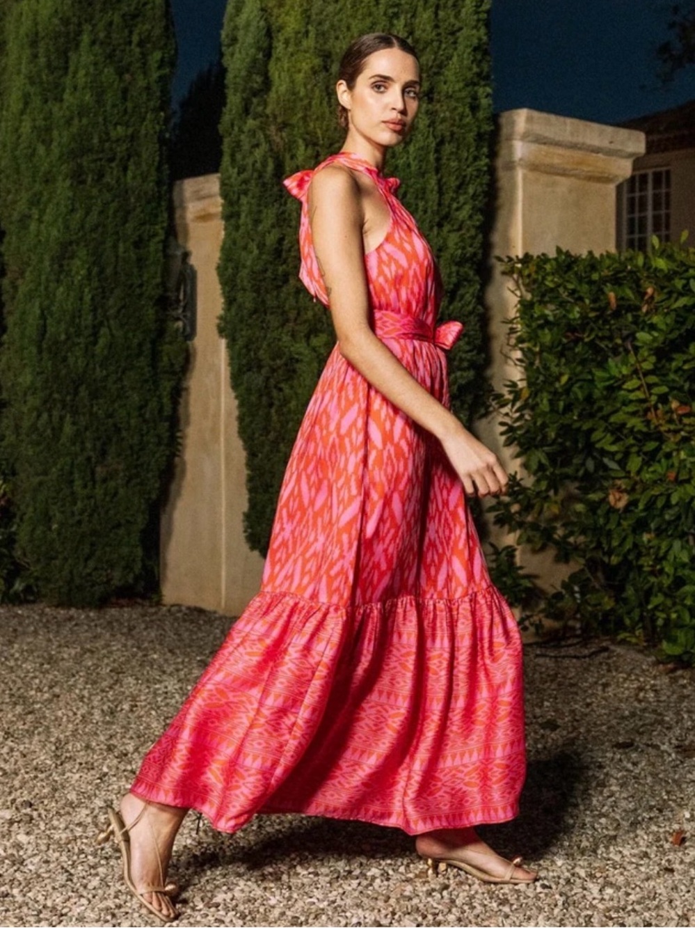 NWT Cleobella Pink Orange Printed Maxi Dress